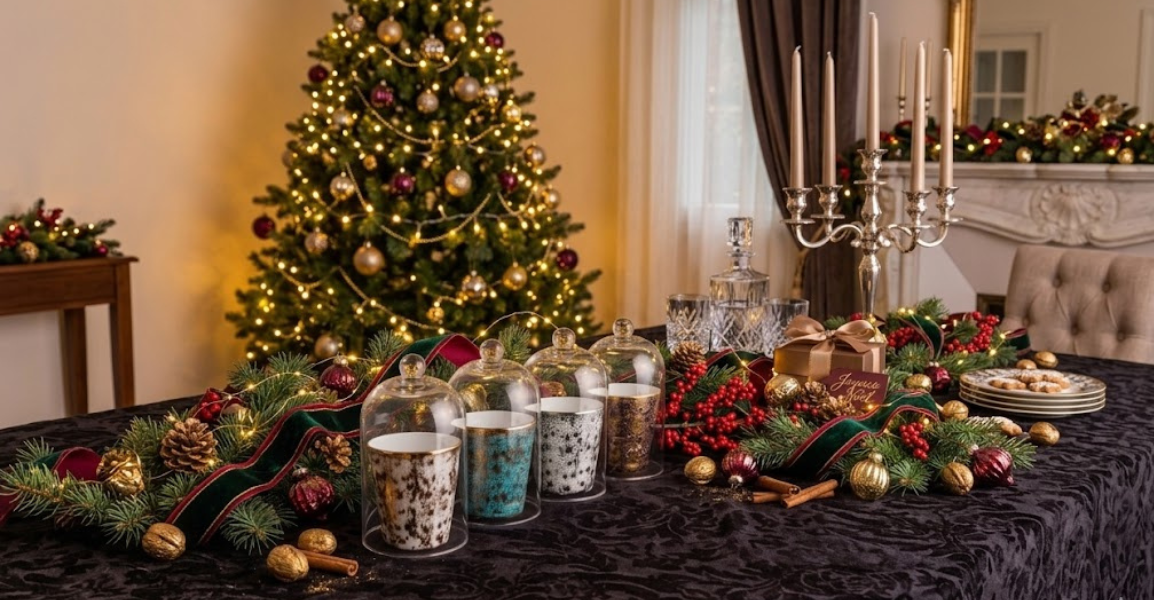 Bougies parfumées sur une table décorée pour Noël – Lorenza Di Filippo